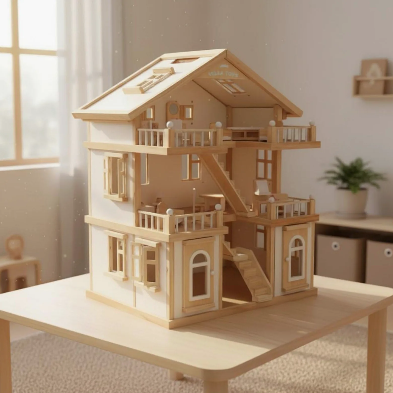 Casa Delle Bambole in Gioco Casa Principessa Casetta Giocoset per Bambini con Spazi Condivisibili E Componenti Apribili Adatta a Gioco Collaborativo, Bianco