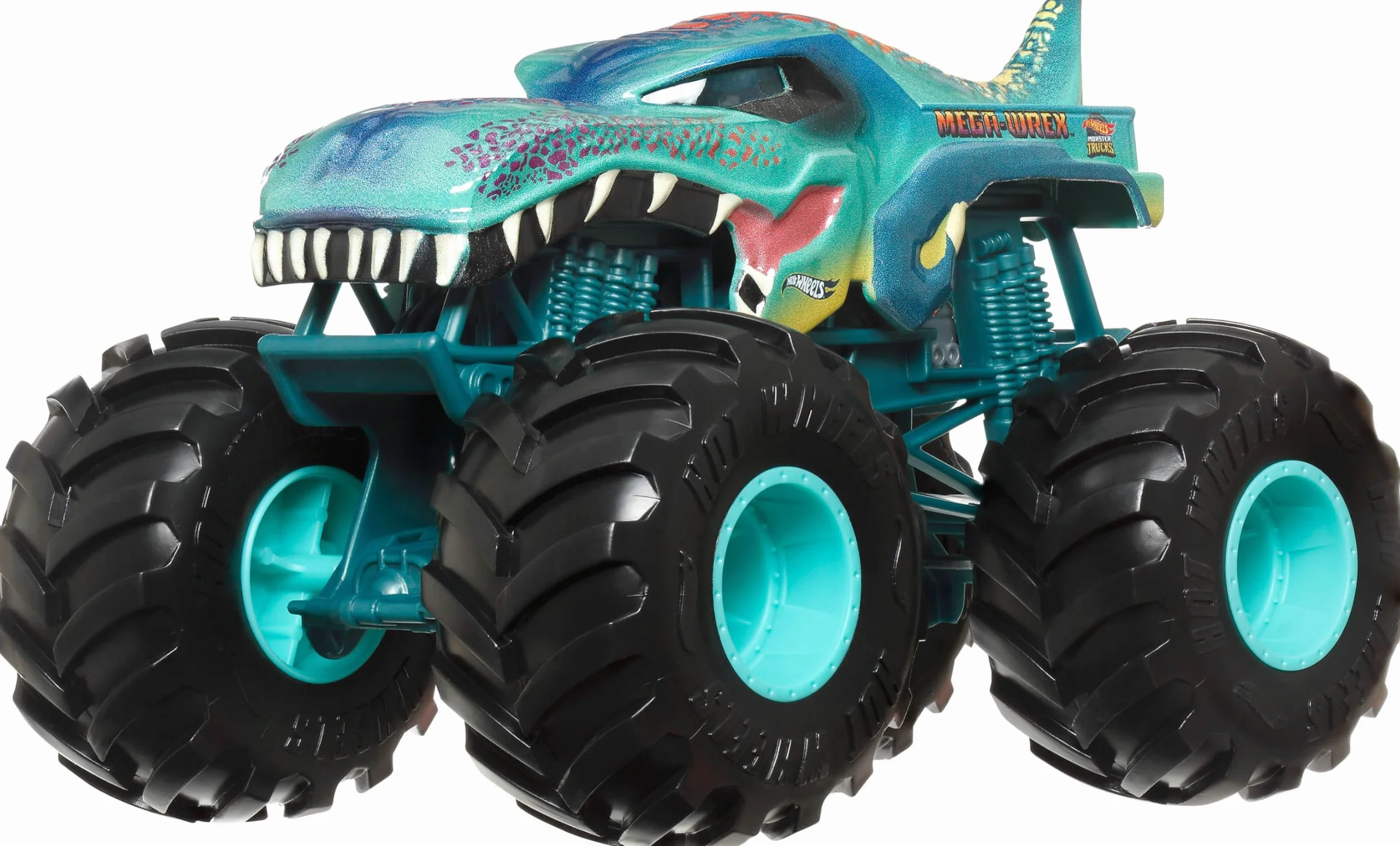 Hot Wheels Monster Trucks - Mega-Wrex Oversize, Veicolo in Scala 1:24 con Ruote giganti e carrozzeria in Metallo, Perfetto per Le acrobazie, Giocattolo per Bambini, 3+ Anni, JDR03