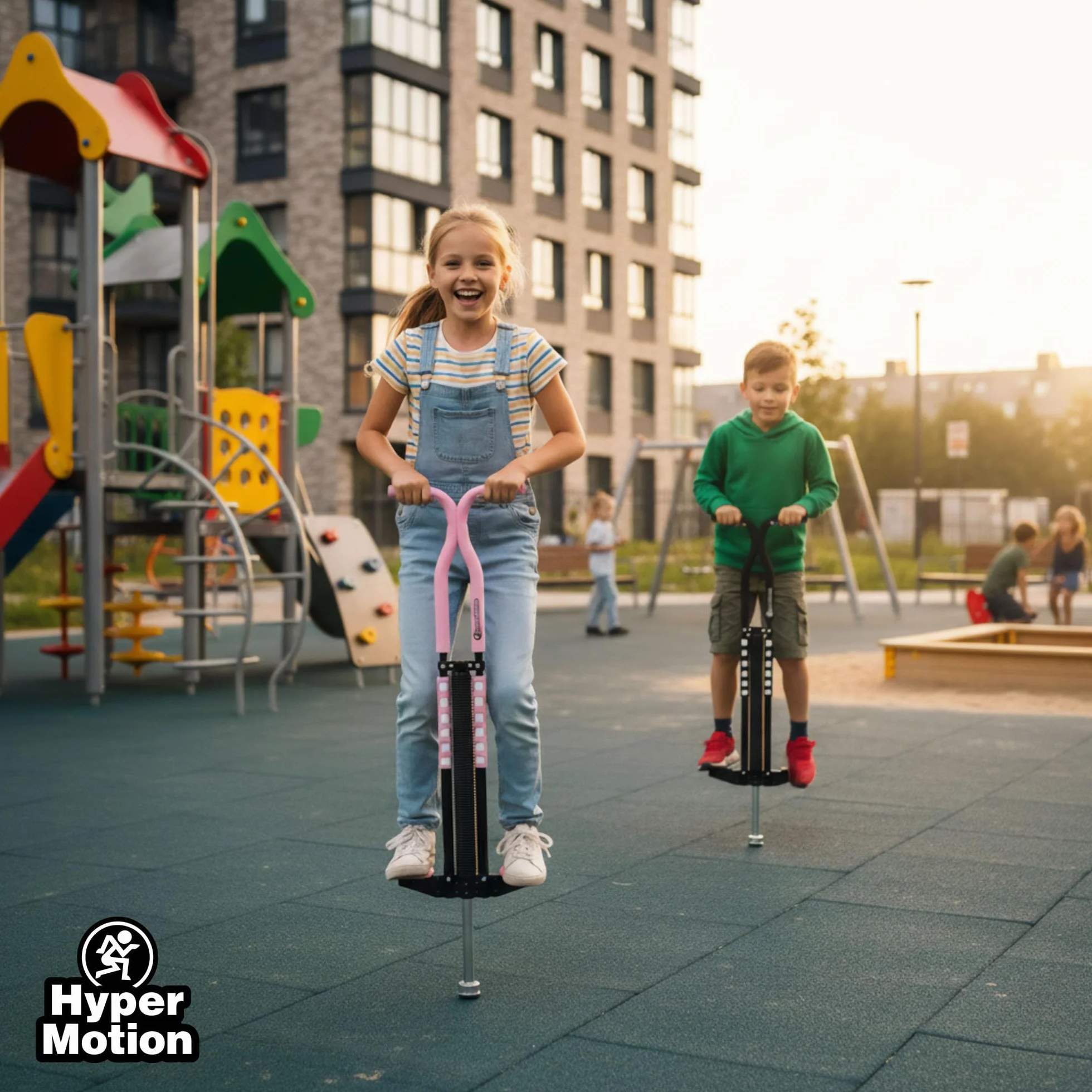 HyperMotion POGO Salterello Dinamico per Ragazzi 9–14 Anni, Attrezzo Sportivo 50 kg, Struttura 2,35 kg con Sistema Elastico, Nero