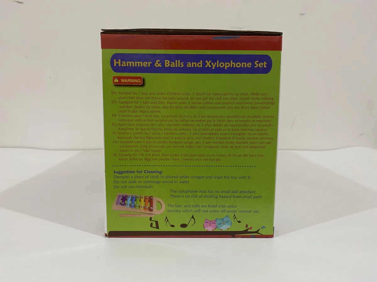 Set di xilofono a sfera con martello in legno - martello e pioli per battere una palla da banco - Giocattoli per bambini Regalo per bambini di 1 anno - Piccola attività motoria sensoriale