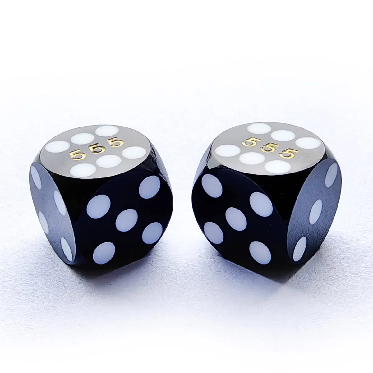 Bescon Professional Precision Dice Round Corner 9/16" (14.3mm) with Random Serial Number, Precision Cut Dice 14.3MM Solid Black, 2pcs Set
