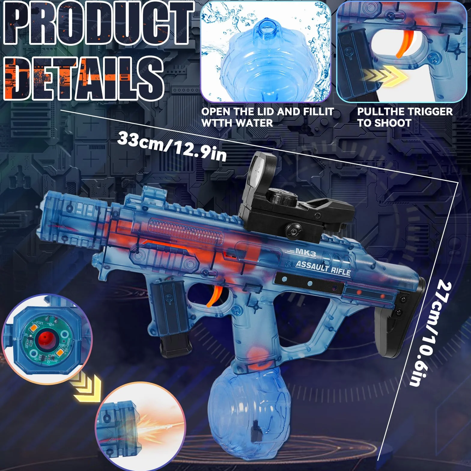 Pistole ad Acqua Elettriche, Pistola ad Acqua Elettriche per Bambini, Fino a 10m Pistole ad Acqua Potenti, Giocattolo Blaster ad Acqua per Feste Estive, Giardino, Piscina, Spiaggia
