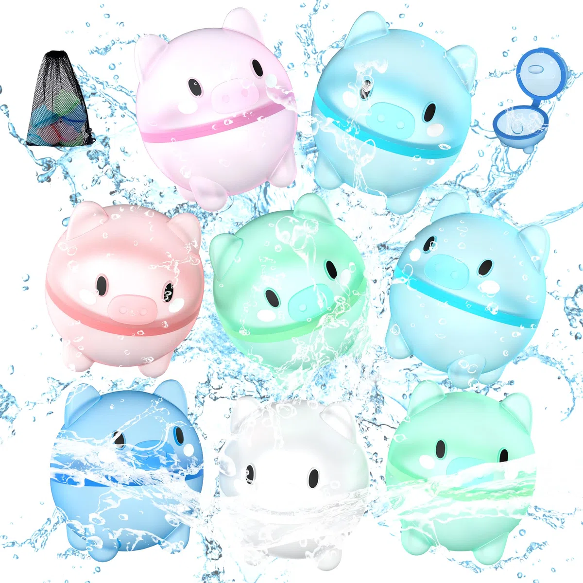 8/12/16 pcs Gavettoni Riutilizzabili, Giochi acqua Bambini, Giochi piscina bambini, Estivi per la Piscina, Spiaggia all'Aperto (8-pcs)