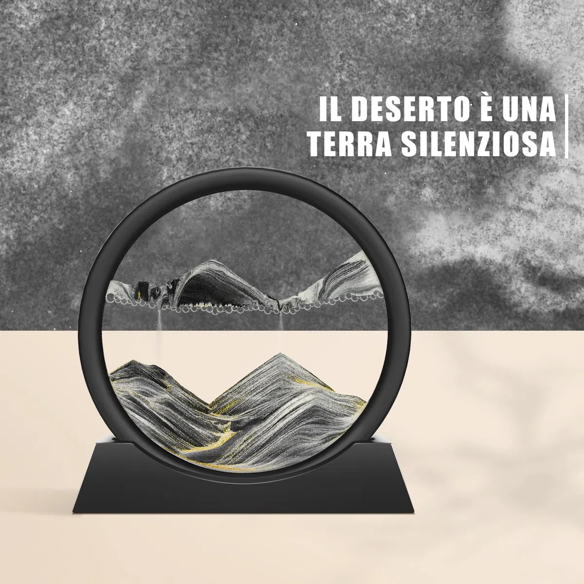 Wai Danie Pittura di Sabbia Che Scorre Quadro Sabbia Movimento sabbia dinamica 3d Hourglass Deep sea Sandscape Display Decorazioni per la Casa e l'ufficio Giocattoli da Scrivania per Adulti (nero, 7“)