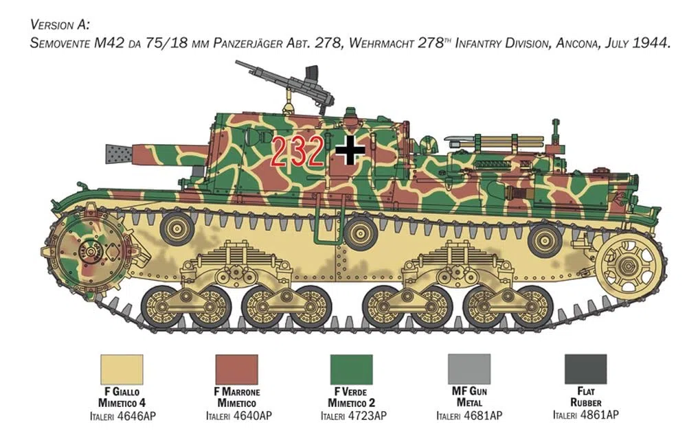 Italeri 6569 Semovente M42 da 75/18 mm, Scala 1:35, Plastic Model Kit, Modello in plastica da Montare, modellismo, mezzi Militari