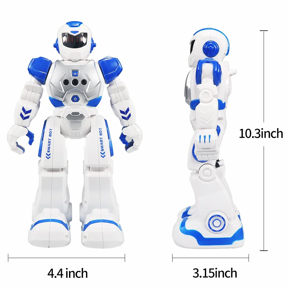 HUSAN Robot Intelligente per Bambini, Controllo a Infrarossi Programmabile, Canto e Danza, Sensazione di Gesti, Giocattolo Interattivo (Blu)