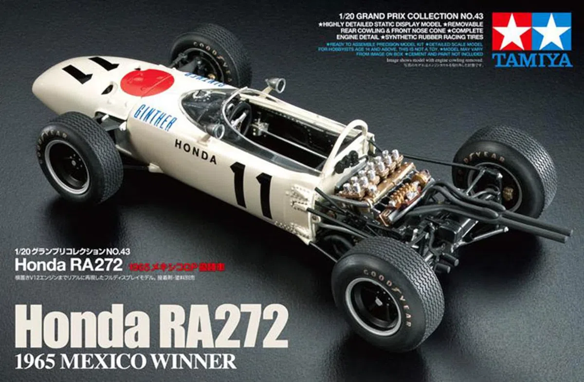 Tamiya 20043-000 300020043 Honda RA272 Kit modello auto 1:20 Fahrzeug 20043 RA272 replica fedele, costruzione, plastica, artigianato, hobby, assemblaggio, non verniciato, non verniciato, Mittel