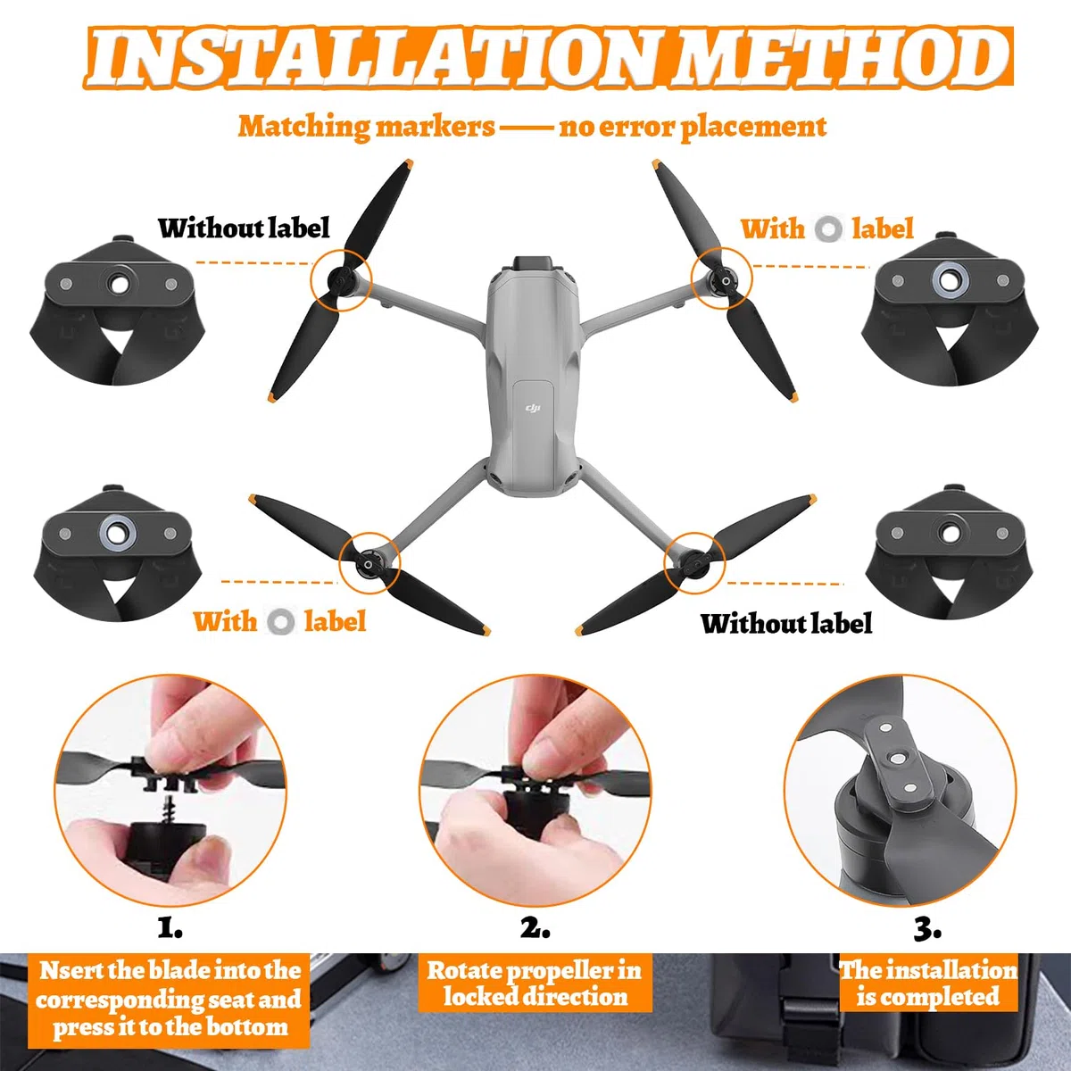 8Pcs Eliche per DJI Air 3/Air 3S, Basso Rumore & Stabile Eliche, Drone Eliche di Ricambio