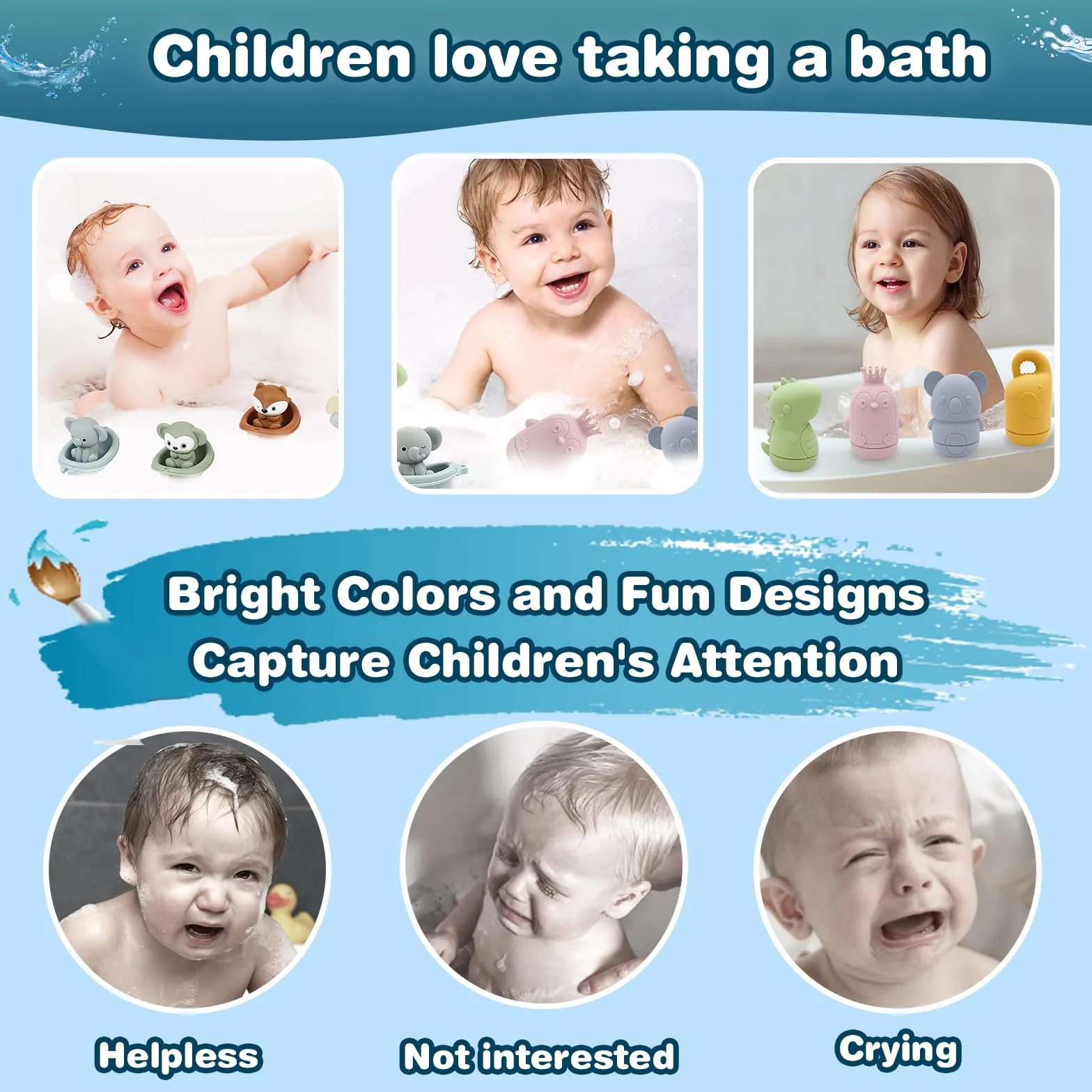 Giocattoli da Bagno Bambini, 16 Pezzi Morbido Silicone Giochi Bagnetto, Giochi Bagnetto, Gioco Sensoriale per Neonati Ragazze Ragazzi 1 2 3 Anni, Giocattolo a Acqua per Bagno, Piscina, Spiaggia