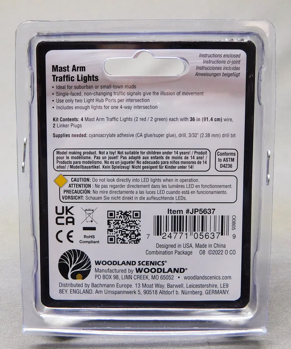 Woodland SCENICS MAST BRACCIO semaforo 4 Pack N Scale