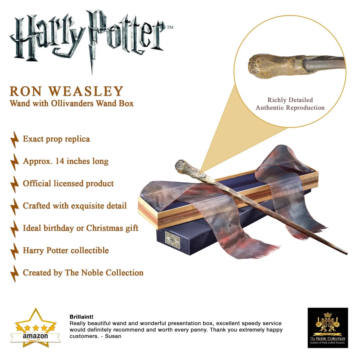 NOBLE La nobile collezione harry Potter Ron Weasley Wand in Ollivanders Box