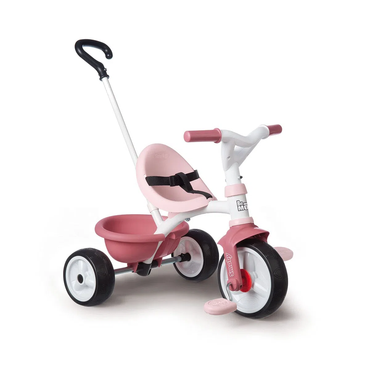 Smoby - Triciclo Be Move Girl, 7600740332, + 15 Mesi, Triciclo Evolutivo,Struttura di Metallo, Ruote Silenziose, Asta di Spinta