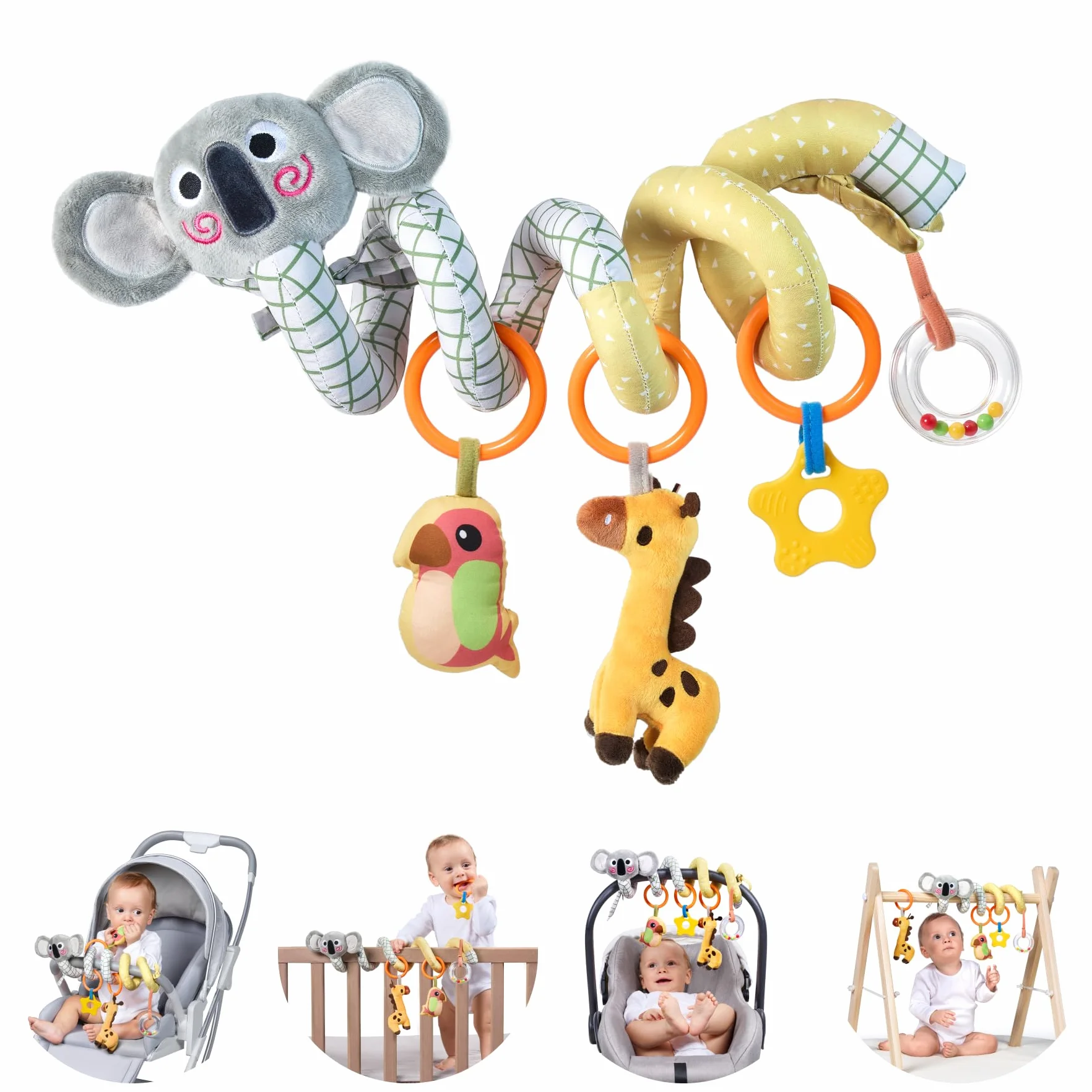 TUMAMA Kids Giocattoli per Carrozzina a Spirale per Bambini da 0 a 12 Mesi, Giochi Neonato, Giochi Passeggino Neonati, Regalo Nascita, Sonaglio Neonati - Koala