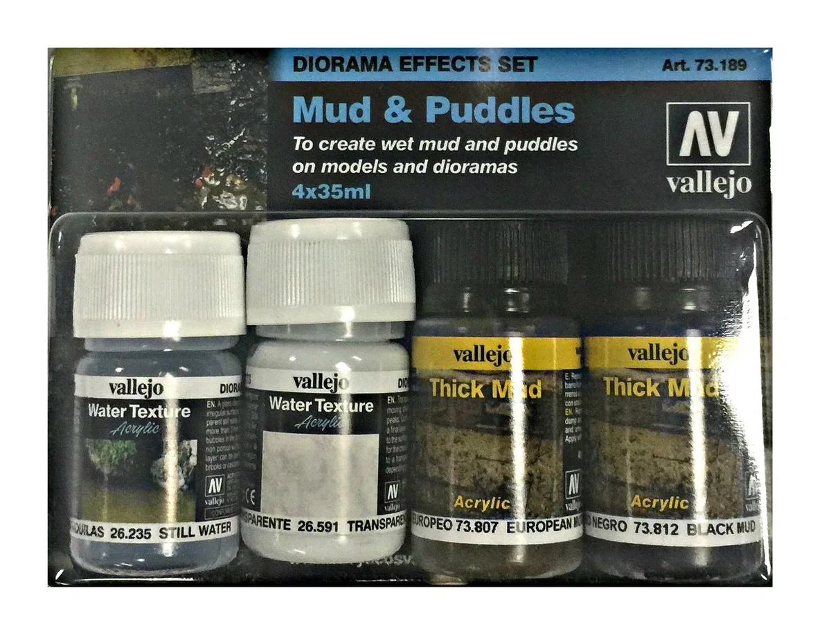 Vallejo Val73189 - Set di 4 colori per modellare, pigmenti fanghi e pozzanghere, 4 x 35 ml, 35 ml (confezione da 4)