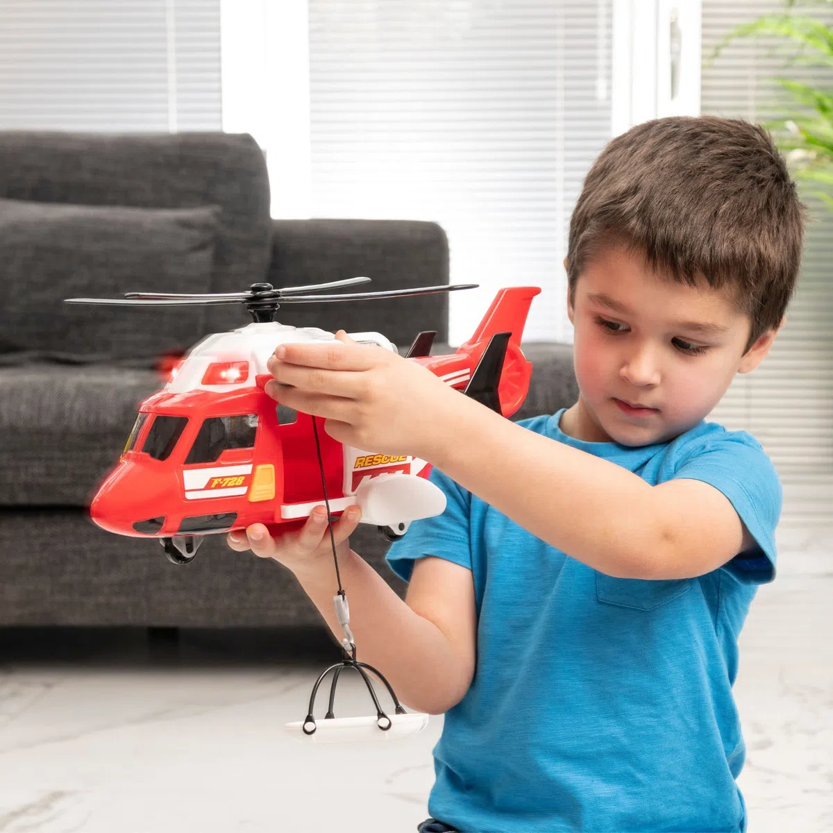 Teamsterz Mighty Machines - Elicottero di salvataggio antincendio con luci e suoni realistici | Set di auto giocattolo per bambini dai 3 anni in su