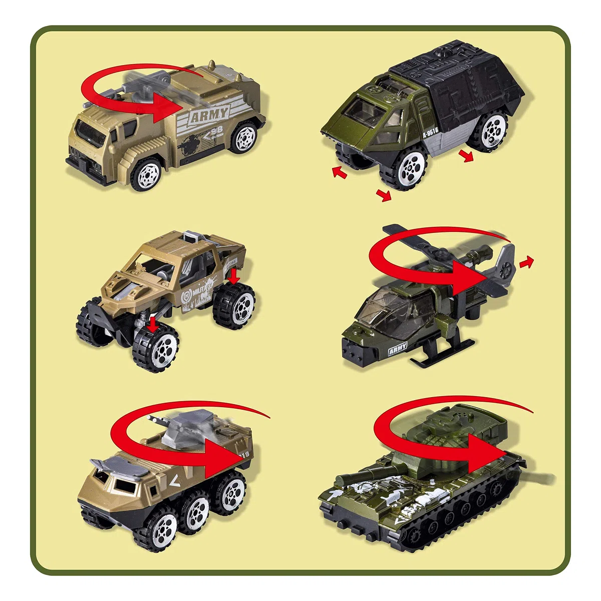 JOYIN 15 PZ Giocattolo Aereo da Trasporto Cargo Militare ad Attrito con Auto Militari Pressofuse Inclusi 6 Giocattoli Pressofusi per Veicoli Militari e Action Figures