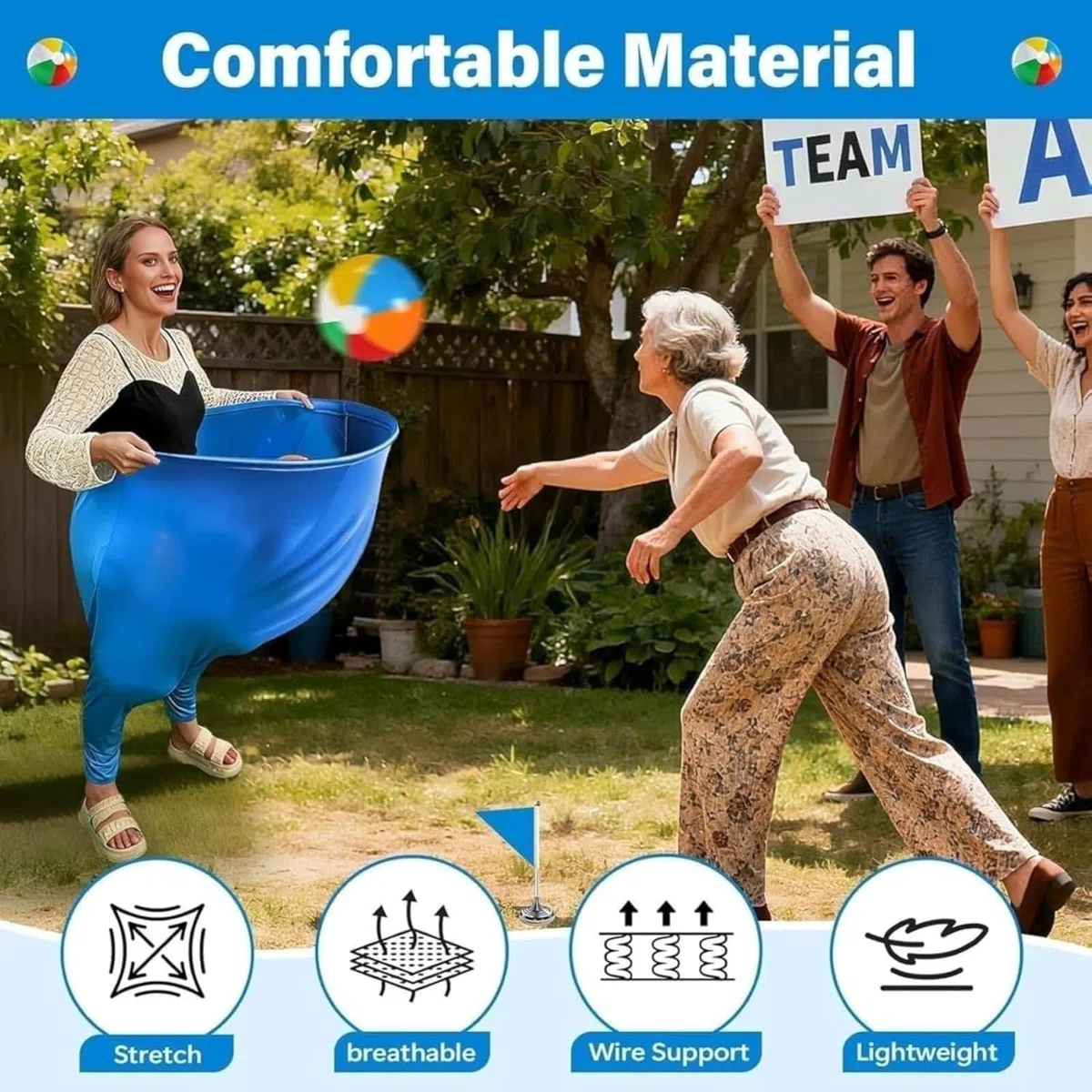 Granny Pants Yard Game for Adults and Children, Bouncy Ball Game Granny Pants Outdoor Games with 10 Bouncing Balls, 2 pompe, Great Granny Pants Game for Groups, Meetings and Games, Nuovo modello