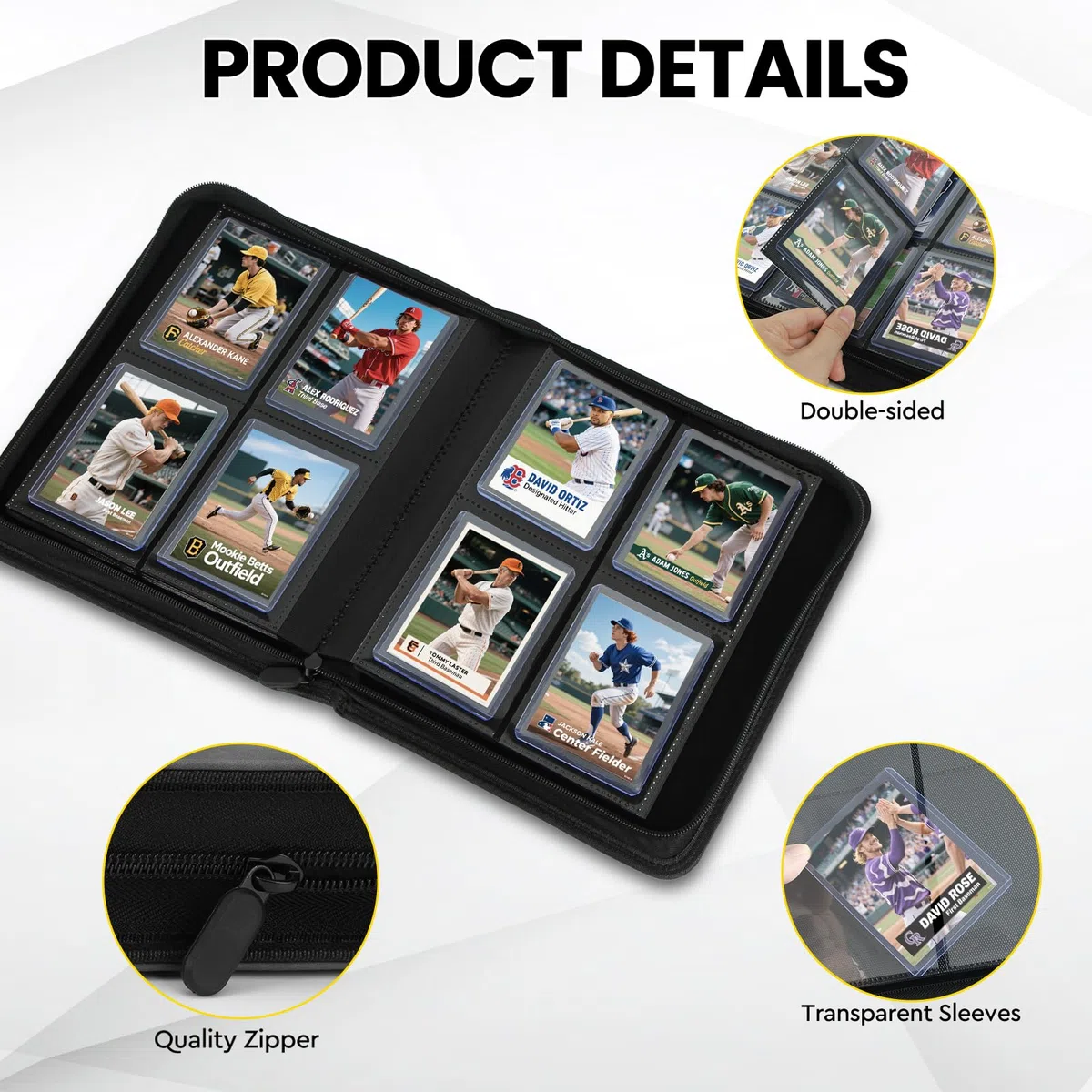 Raccoglitore Top Loader Carte, Album Card Binder 4 Tasche per 112 Top Loaders, Raccoglitori Carte Collezionabili - YGO/PTCG/MTG/TCG Sports Cards, Libro Porta, Non per carte SENZA un Top Loader