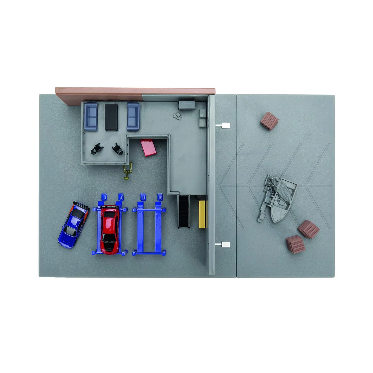 Jada, Fast & Furious Nano Palcoscenico Garage di Han, set di riprese a scala 4 cm, include 2 auto con carrozzeria in metallo, ruote libere e gomma, pareti rimovibili, +8 anni (9336403314R00)