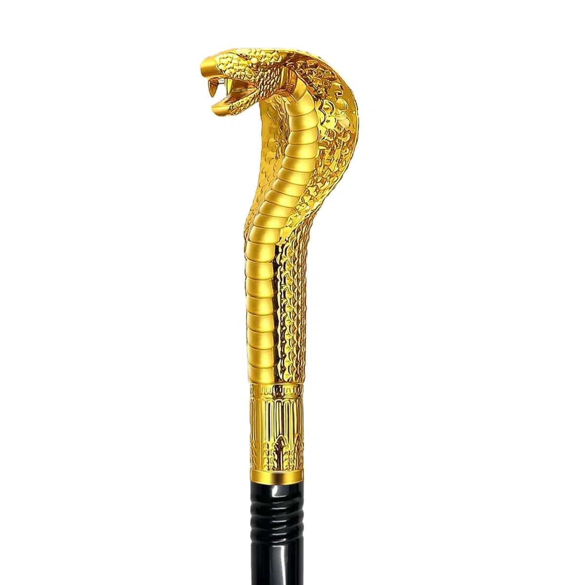 42IN Metal Cane with Snake Plastic Handle, Egyptian Staff for Pharaoh & Cleopatra Costume Mesmerizing Cosplay Prop for Halloween
