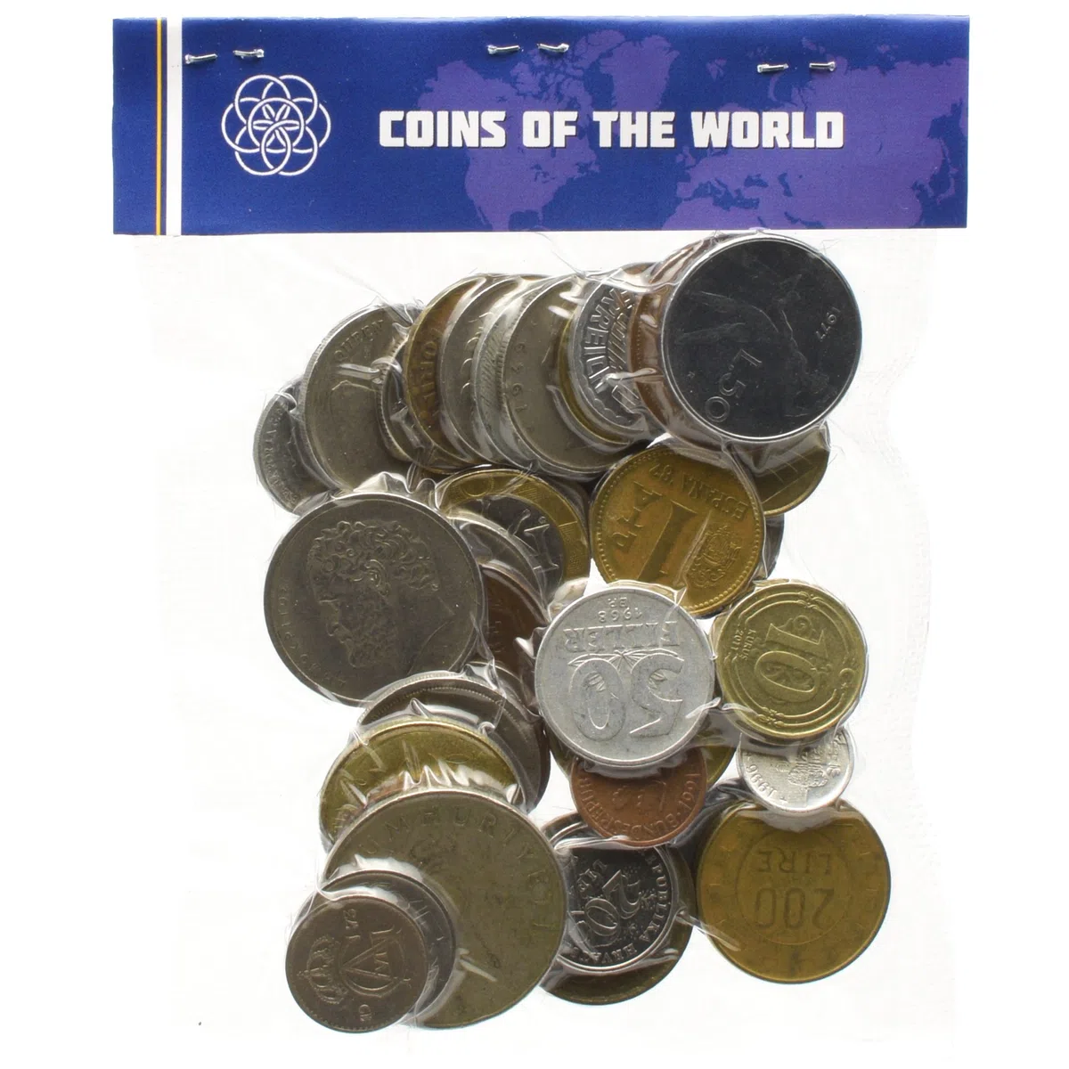 50 monete straniere differenti Set di denaro raccolta da tutta l'Europa. Monete da collezione, vecchie monete per album di moneta, moneta bancaria o supporti della moneta