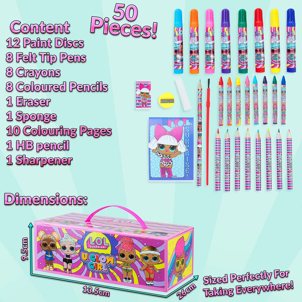 L.O.L. Surprise! Valigetta Colori per Bambini Scatola Kit Colori per Disegnare e Dipingere Set Pennarelli Matite Pastelli Acquerelli Regali LOL per Bambina