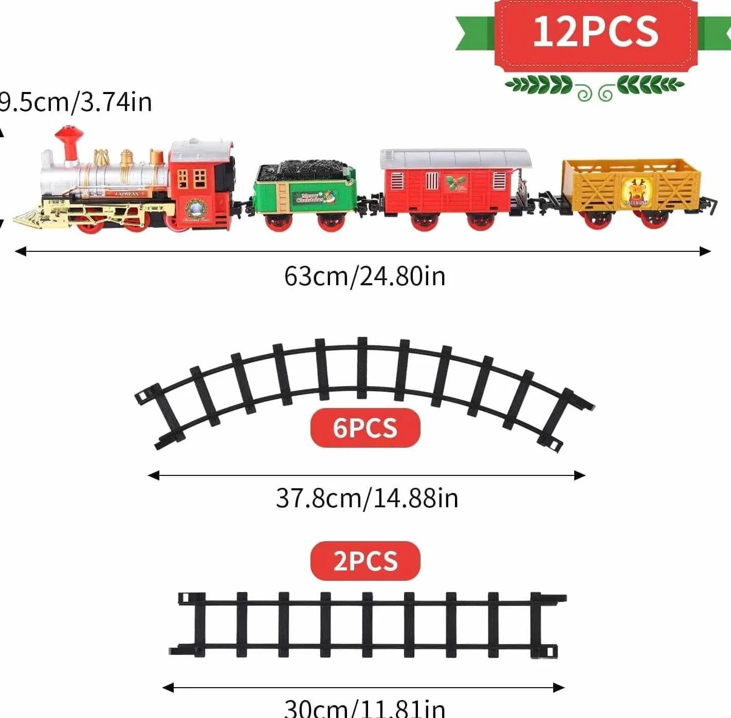 Trenino Elettrico per Bambini,Trenino Natalizio ，Luci e Suoni, Giocattolo con Binari Ferroviario, Set Pista Treno Elettrico, Regalo Natale Compleanno Educativo per Bambini