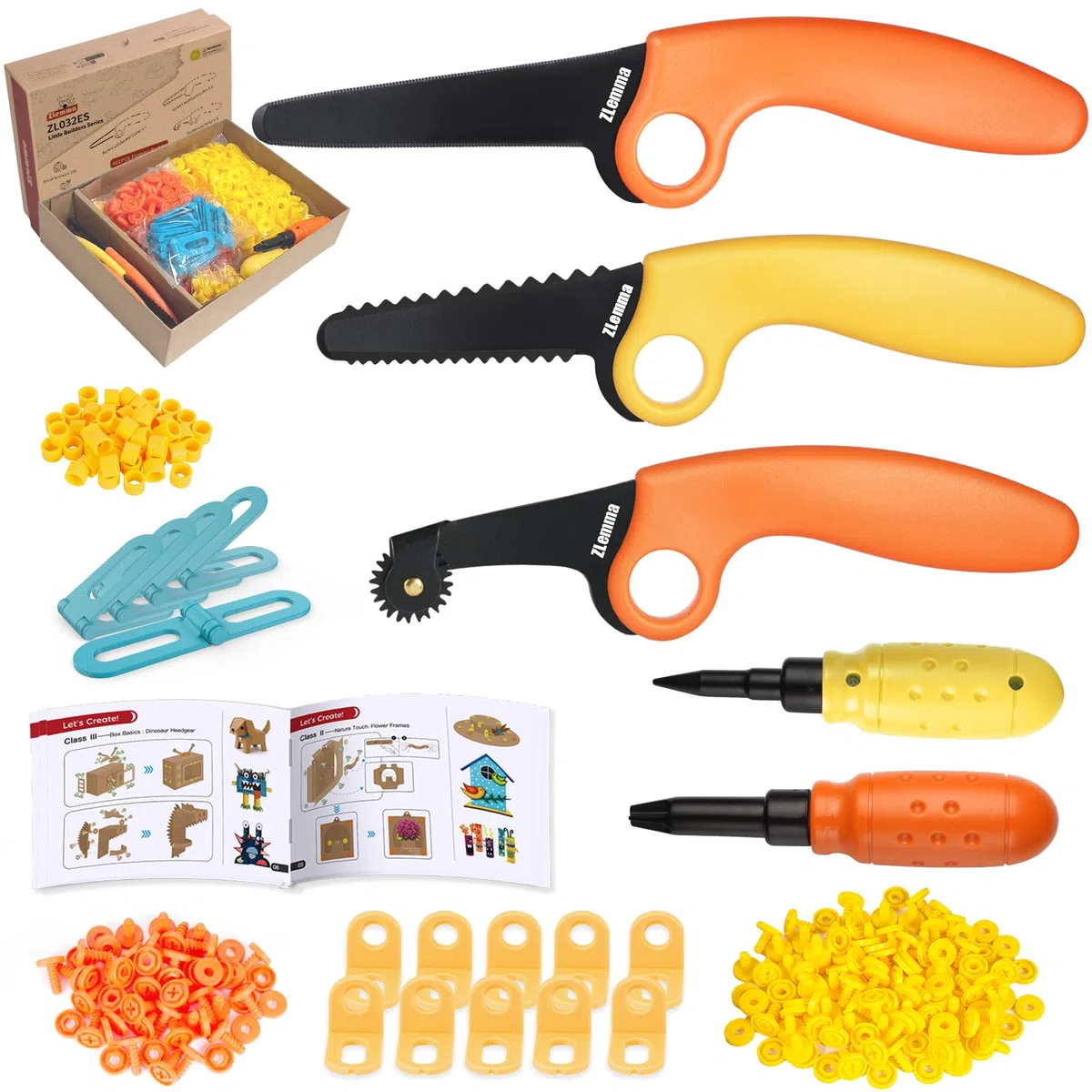 Kit di Costruzione in Cartone – 401 Pezzi, Set per Bambini con taglierino Dentellato Sicuro, Rullo per Piegatura, Viti e Dadi, Gioco STEM per progetti Fai-da-Te