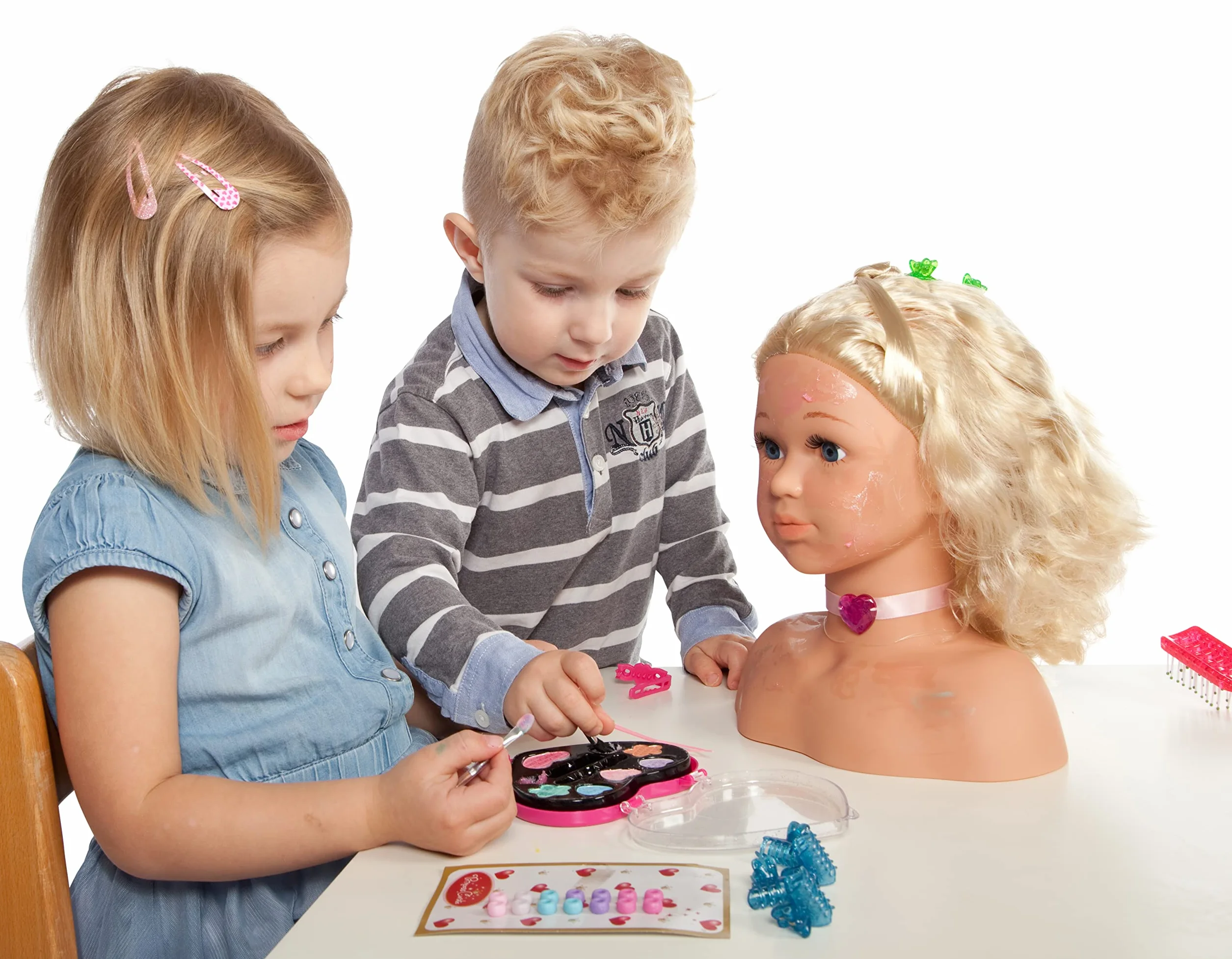 Theo Klein 5240 Testa da truccare e pettinare Sophia della Princess Coralie, mollette capelli, make-up dermatologicamente testato, accessori, 23.5 x 13 x 27 cm, Per bambini a partire dai 3 anni