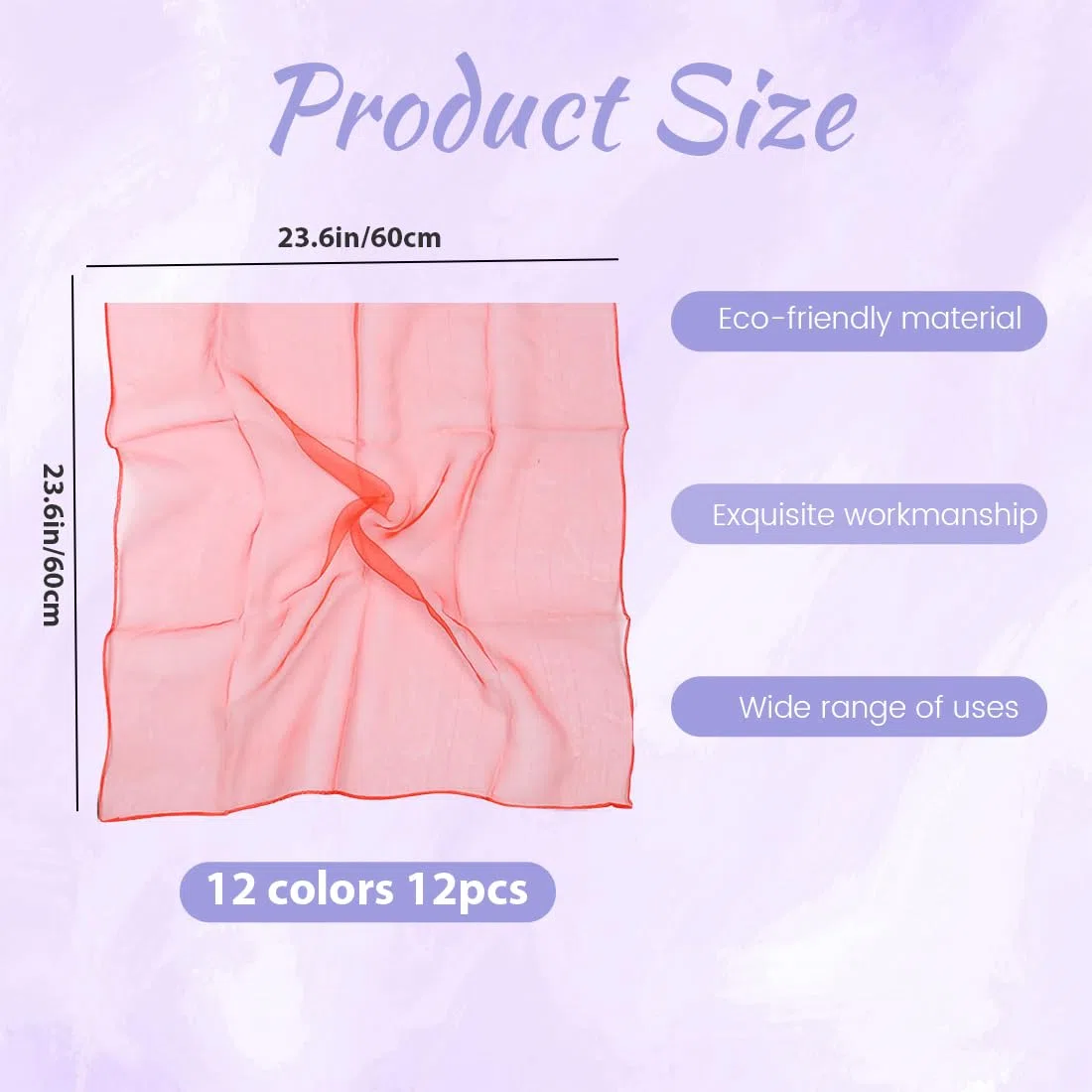 12 Pezzi Foulard Giocoleria,60 x 60 cm Foulard Colorati Per Bambini, Foulard Colorati, Foulard da Danza, Foulard da Ginnastica,Feste per Bambini e Giochi di destrezza