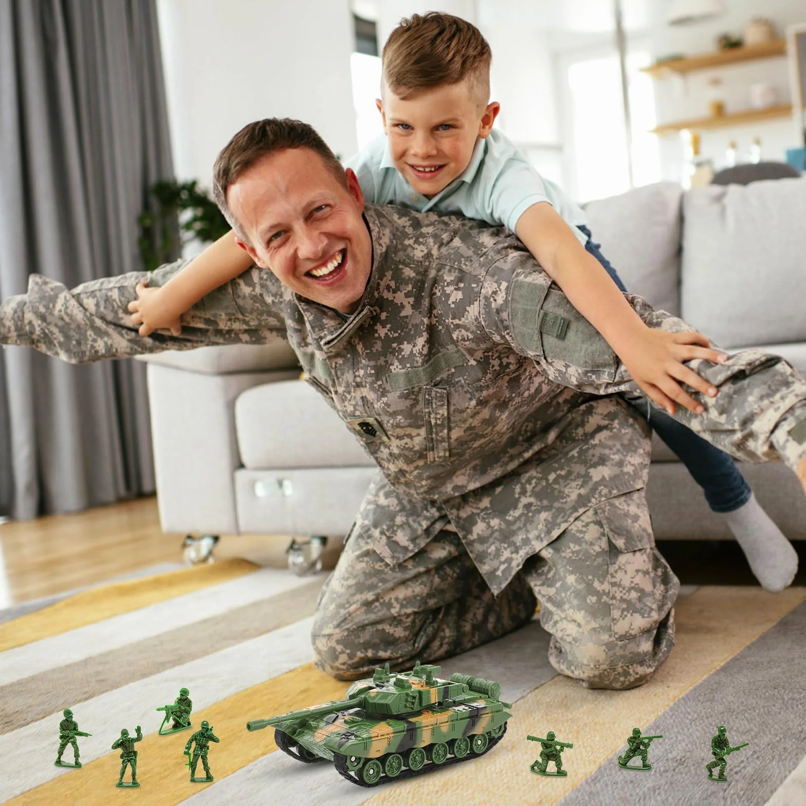 Toyvian Army Tank Toy, 14,5 cm lungo serbatoio modello giocattolo, modello di veicoli militari, giocattolo per bambini, regali per Natale e compleanno