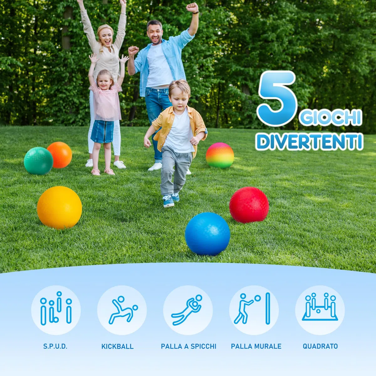 U&C Planet Confezione da 6/12 palloni da gioco da 8,5 pollici Set di palloni da calcio Palla prigioniera con pompa Gaga Ball Pallamano Soft Boucy Balls Bambini Palle arcobaleno