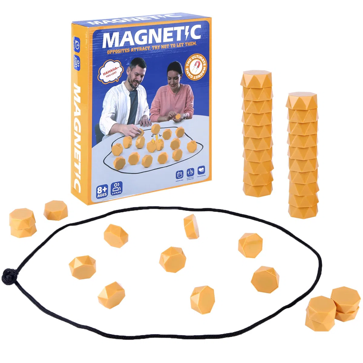 Gioco di Scacchi Magnetico Generico, Portatile e Strategico con Tavola Magnetica per Bambini e Adulti, Puzzle da Tavolo per Famiglia, Viaggio e Serate di Giochi con Corda e Pietre