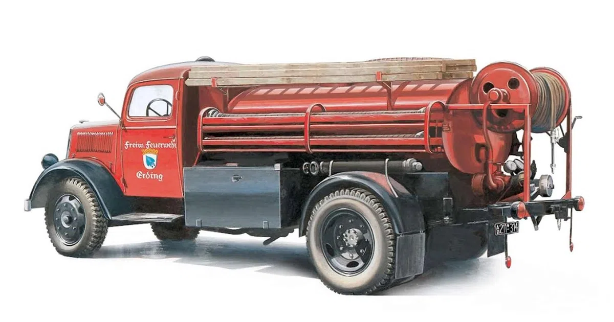Italeri 3966 OPEL BLITZ FIRE TRUCK scala 1:24, Plastic Model Kit/Modello in plastica da montare