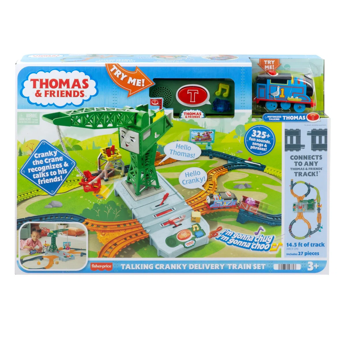 Il Trenino Thomas - I Suoni di Sodor Cranky Delivery, set con tre personaggi della serie, pista con suoni e trenini motorizzati a pile, giocattolo per bambini, 3+ anni, HXG13