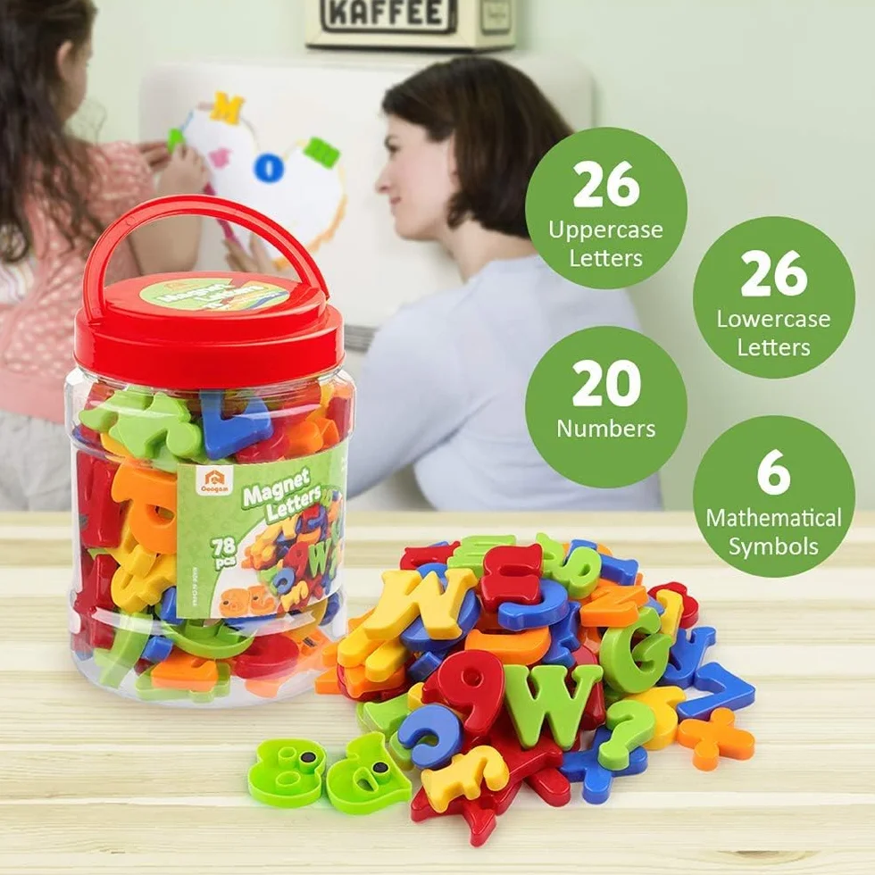 Lettere Magnetiche e Numeri per Bambini Simboli Matematici A-Z Alfabeto Magneti del Frigorifero Giocattolo Educativo per L'apprendimento Prescolare(78 pezzi)