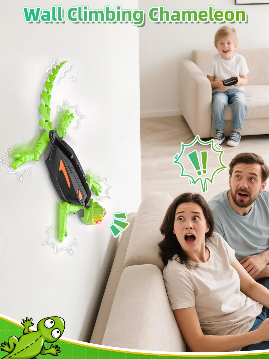 Kssvzz Geco Telecomandato, Lucertola Telecomandata Ricaricabile Per Bambini, Si Arrampica Sui Muri Per Scherzi e Giochi, Giocattolo Telecomandato Regalo Per Bambini e Bambine Dai 3 Ai 12 Anni