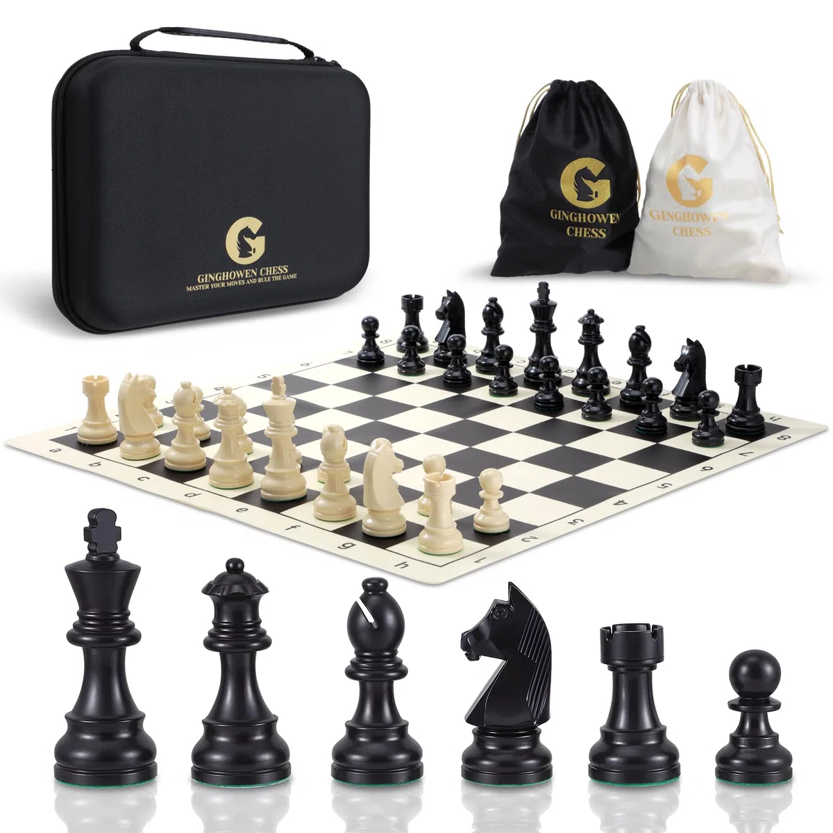 Set di scacchi – Set di scacchi in silicone da 50,8 cm, 9,8 cm, con 2 regine extra, scacchiera pieghevole portatile da viaggio con borsa per il trasporto