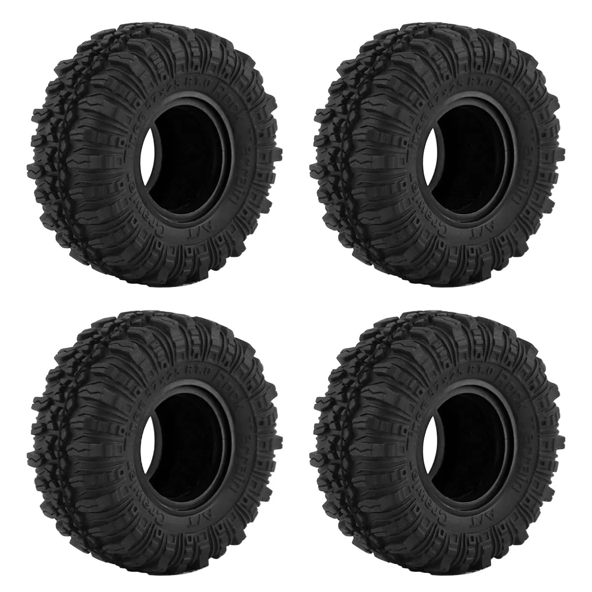 Pneumatici 1.0, Pneumatici cingolati S3 per Tutti i Terreni per Auto cingolate RC Axial TRX4M SCX24 AX24 FCX24 Parti di aggiornamento (Nero)