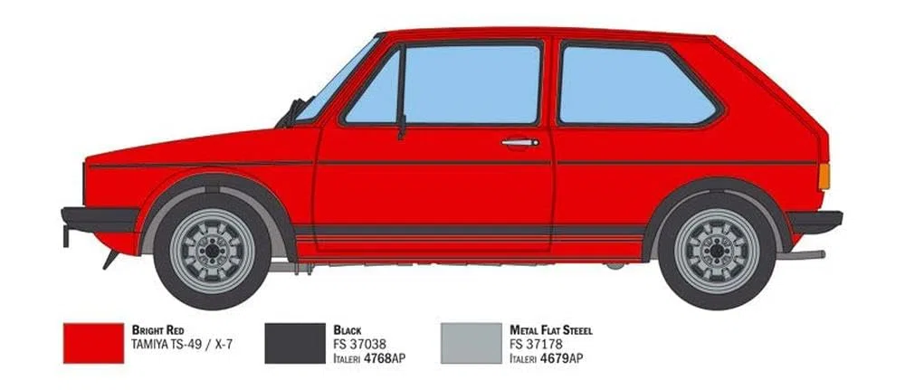 Italeri 3622 VW Golf GTI First Series 1976/79, Scala 1:24, Plastic Model Kit, Modello in Plastica da Montare, Multicolore
