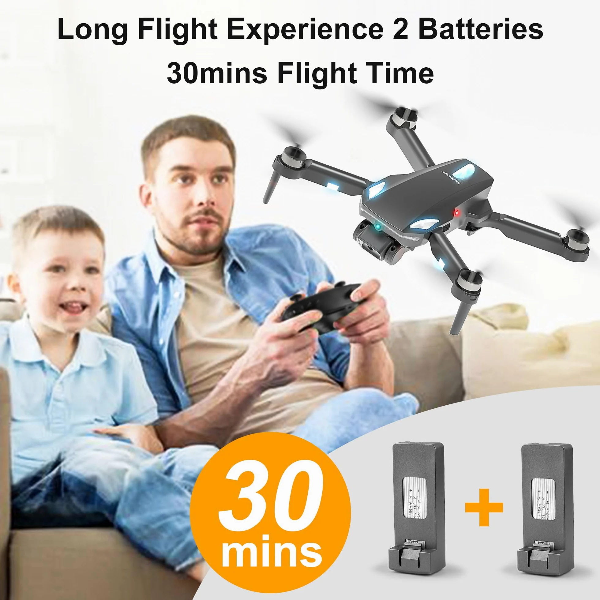 Drone con Telecamera 1080P, RC Quadcopter Pieghevole Drone per Bambini & Adulti, Motore Brushless, Decollo e Atterraggio Unico Tasto, 2 Batterie, Regalo di Gioco per Ragazzi e Ragazze (Black)