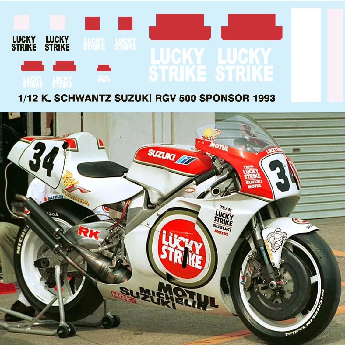 1/12 Decals KEVIN SCHWANTZ for SUZUKI RGV 500 1993 DECALS TB DECAL TBD45