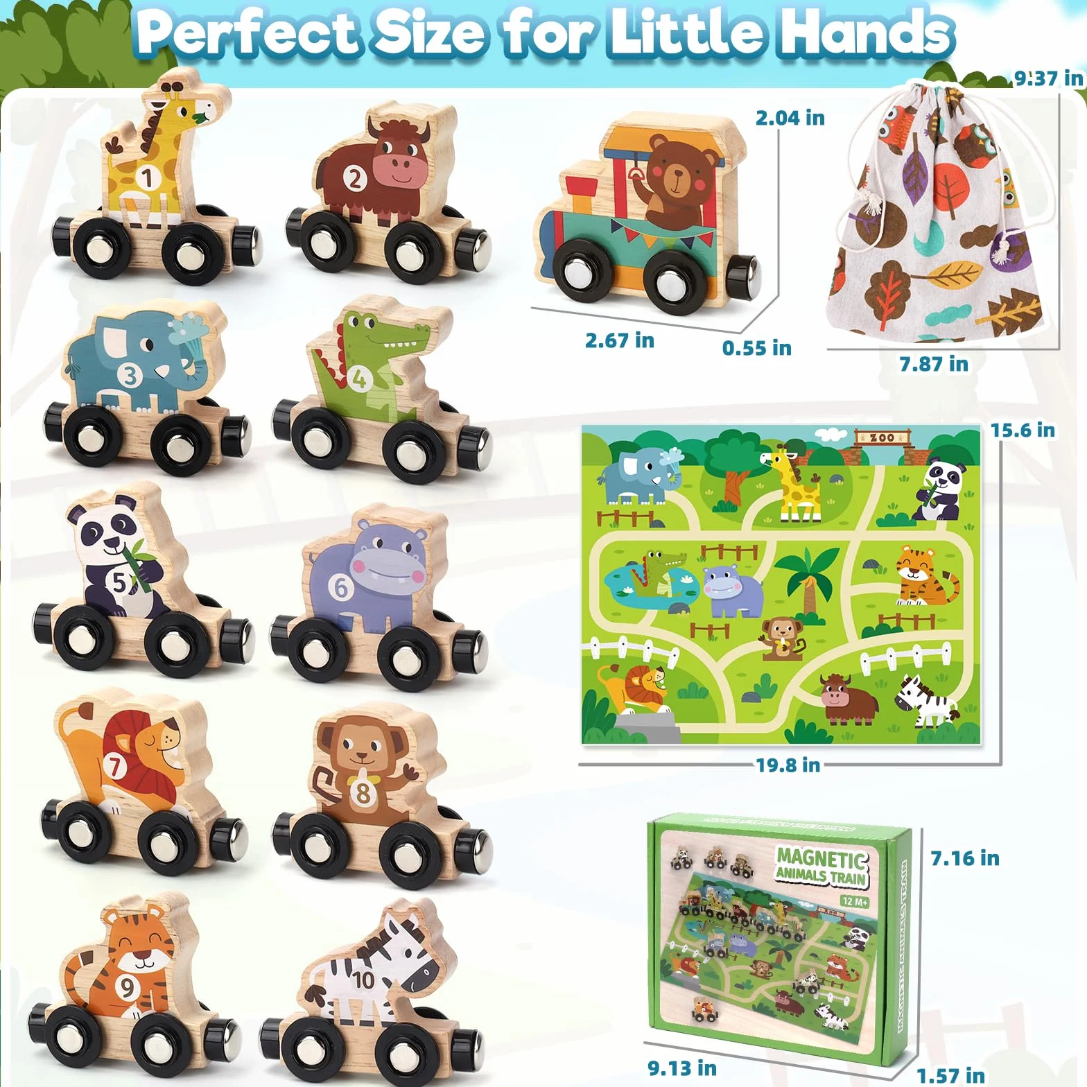 Montessori 1 2 3 Anni, Regalo Bambino 1 Anno Gioco Bambino 2 Anni Giochi Educativi regalo per bambino e bambina 2-3-4 anni giocattolo per bambini trenino magnetico giocattolo in legno 2-3 anni