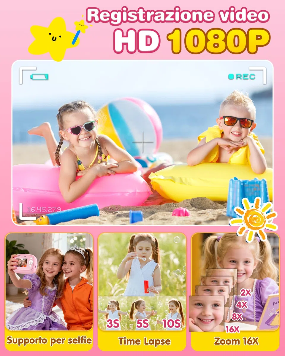 Macchina Fotografica Bambini Istantanea, 48MP 1080P Fotocamera Digitale Bambina con 32 GB e 4 Carta da Stampa, Regalo Gioco per Maschio e Femmina 3 4 5 6 7 8 9 10 11 12 Anni, Giochi Regali Compleanno