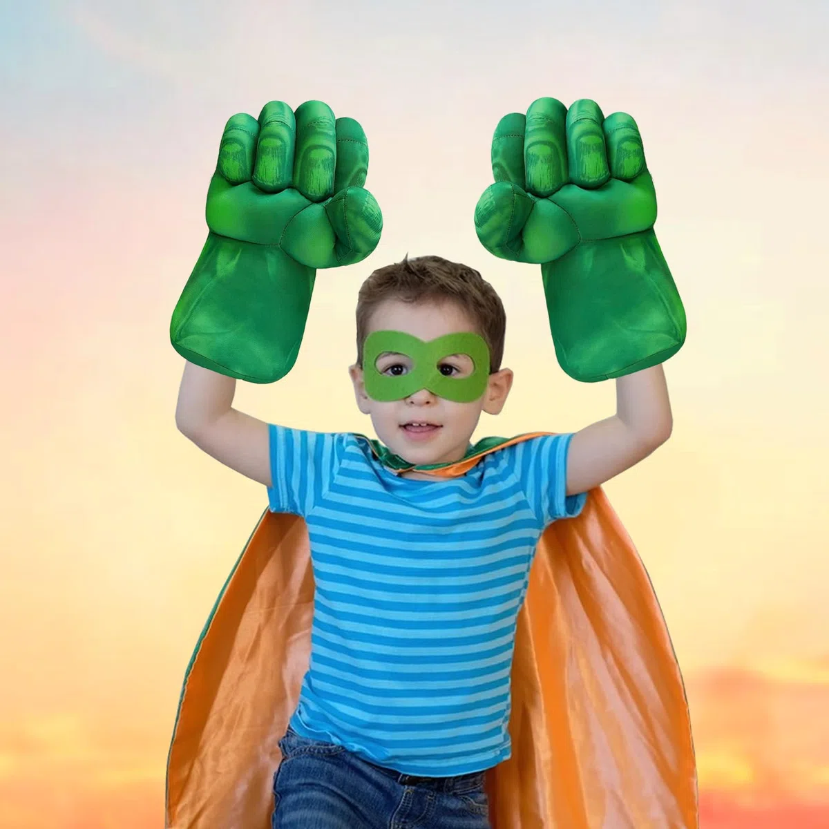 JEEK Superhero Hands Supereroe Mani Pugni Bambini Giganti Guanti Giocattoli Smash Boxe Gloves Giocattoli Regali Morbido Peluche Guanti per Bambini Ragazzi Ragazze (Verde A)