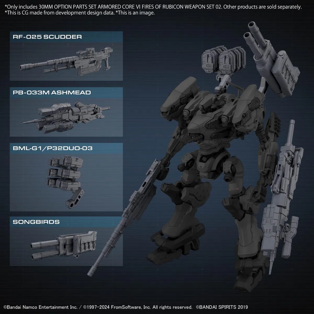 Bandai Hobby - Armored Core VI Fires of Rubicon - #02 Option Parts Set - Set di Armi 02 30 MM 1/144 Model Kit