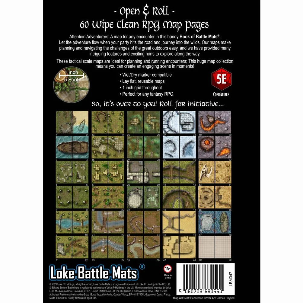 Big Book of Battle Mats Wrecks & Ruins - Libro di Mappe RPG per Giochi di Ruolo Fantasy - Loke Battlemats