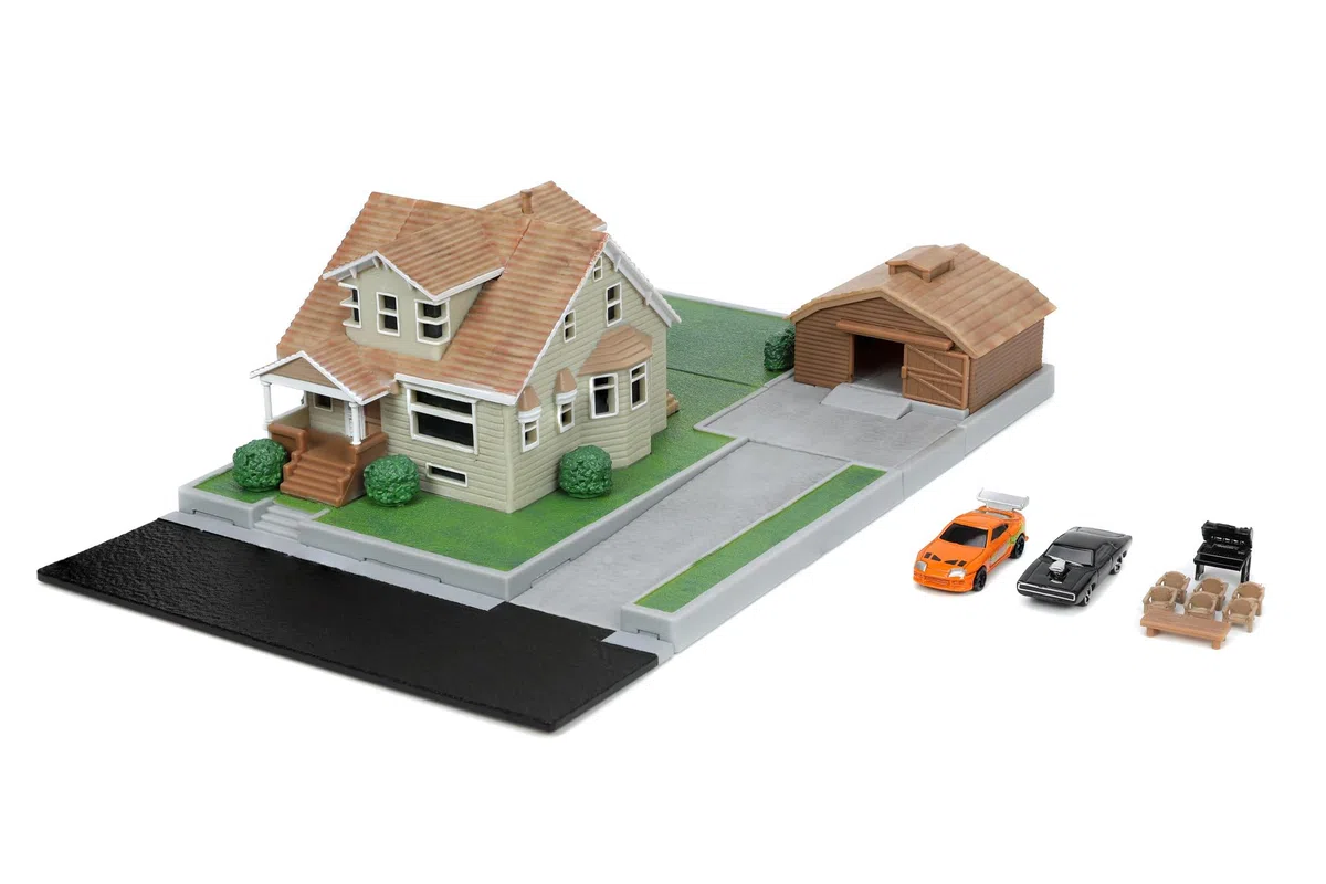 Jada -Casa Garage di Toretto Fast & Furious, Playset Diorama, Include due Nano Veicoli, Collezionismo (253203081)