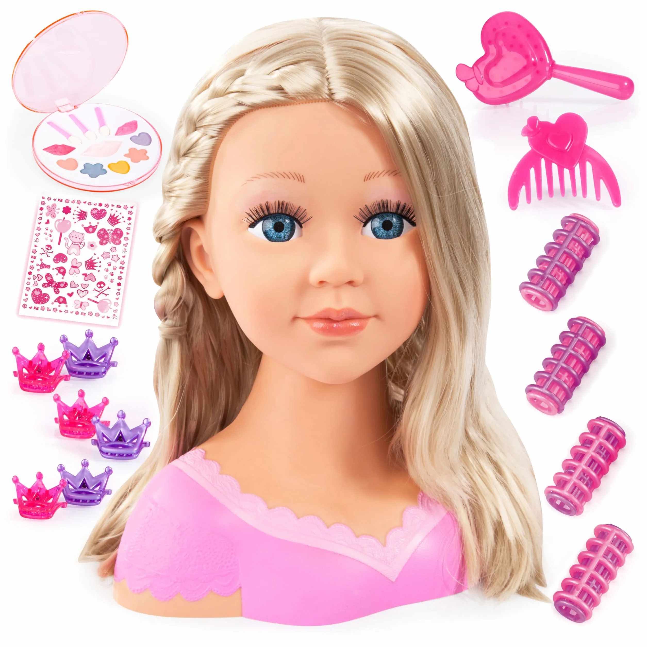 90088AA Bayer Design, Testa da truccare e pettinare Charlene Super Model con Accessori, capelli biondi