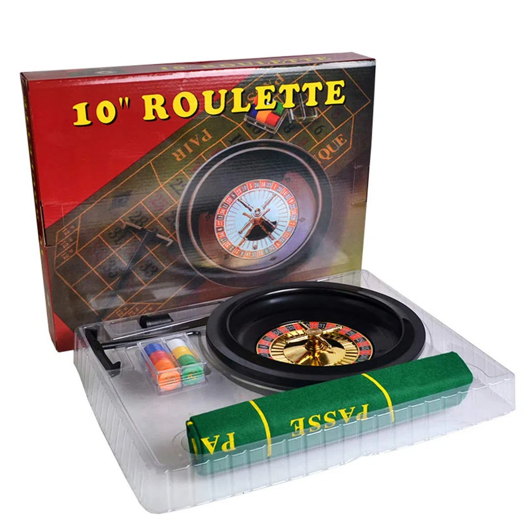 Roulette da Casinò 25,4 cm Set di Gioco con Tovaglia, Chips, Rastrllo, Palle d'Acciaio, Per KTV Party Game, Età 120 Mesi+